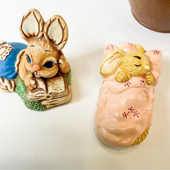 Vintage Pepiware Pen Delfin 1970s Charming Bunny Figurines Set - Blue and Pink - Picture 6 of 7